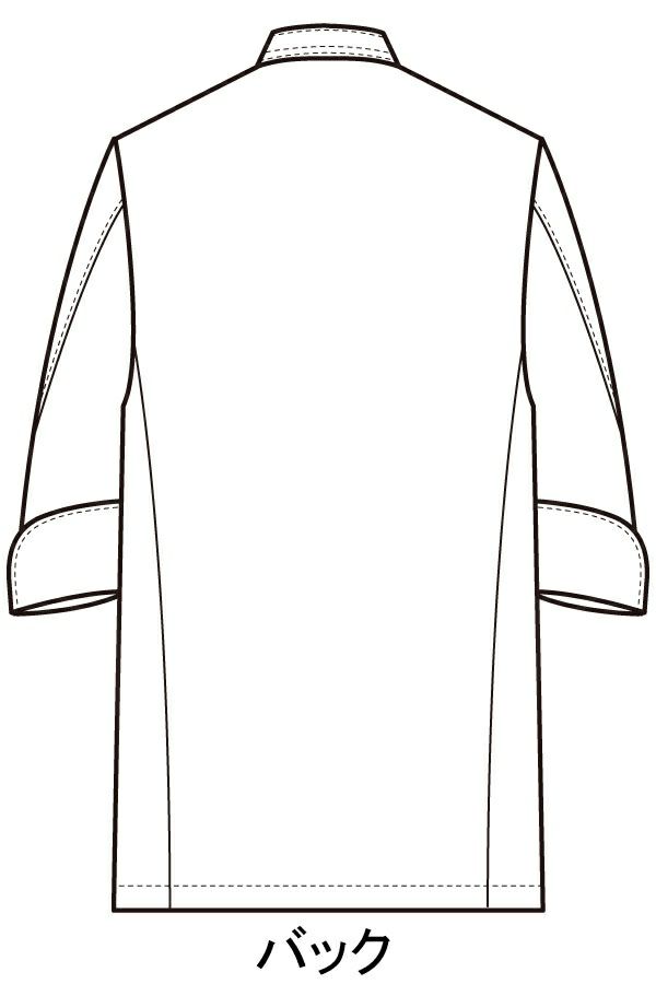 ノーアイロンコックコート七分袖　イラスト　バックスタイル