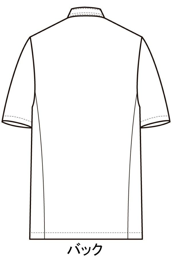ノーアイロンコックコート半袖　イラスト　バックスタイル