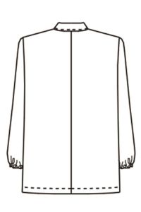 男性衿付き白衣　長袖　　線画　バック