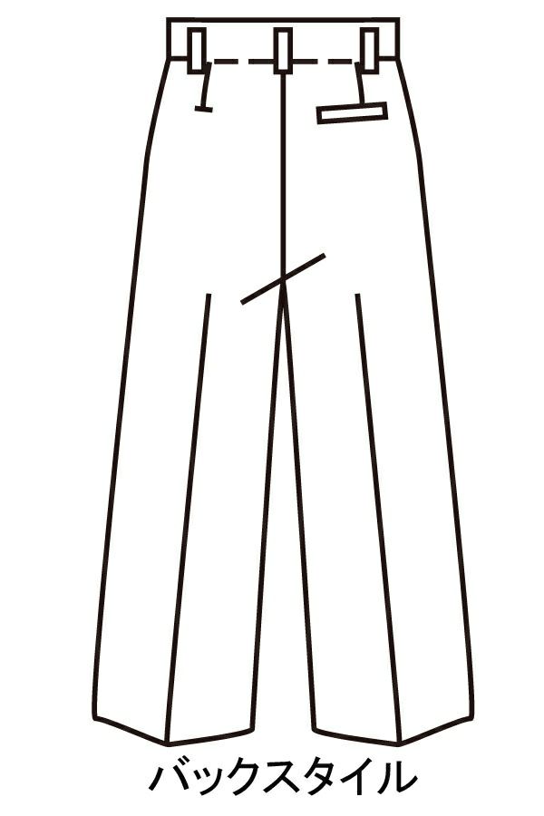 男性調理用パンツ　イラスト　バックスタイル