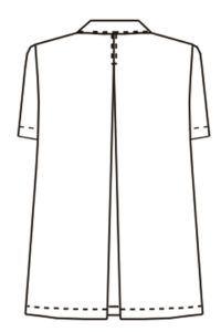 女性衿付き調理白衣　半袖　線画　バック