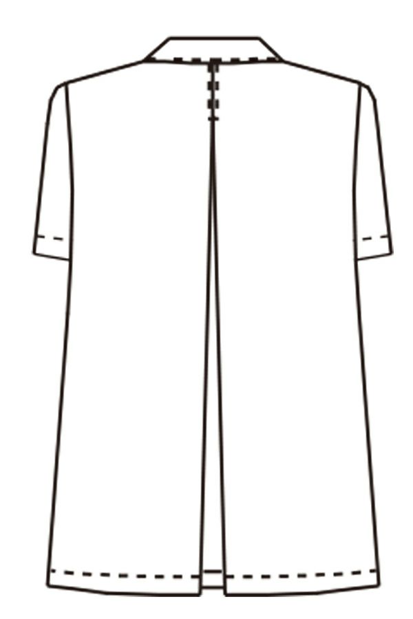 女性衿付き調理白衣　半袖　線画　バック