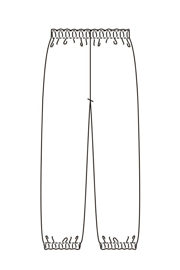 和風パンツ男女兼用　バックスタイル　線画