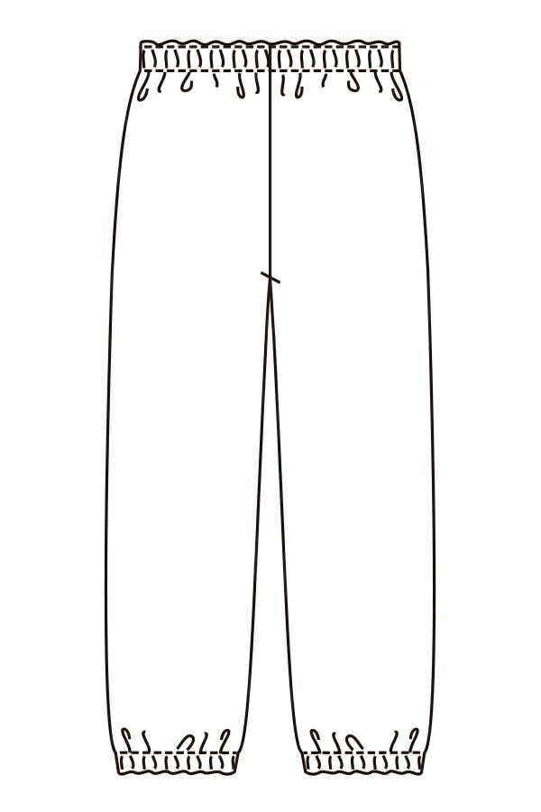 涼しい和風パンツ　男女兼用　線画