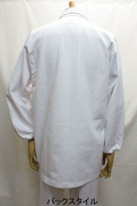 男性白衣長袖　バックスタイル
