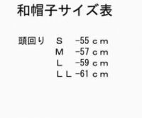 T/C 和帽子(紺）　サイズ表