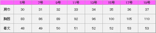 べスト　サイズ表