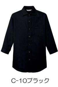 ワイドカラーシャツ（七分袖　）ブラック