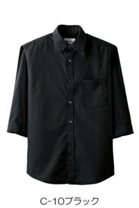 七分袖　シャツ　C-10ブラック