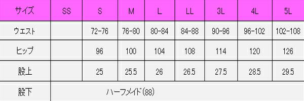 男性ノータックストレートパンツ　サイズ表