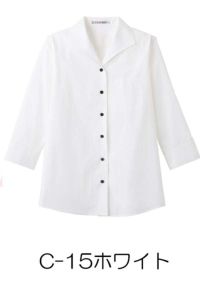 女性イタリアンカラーシャツ（七分袖）　ホワイト