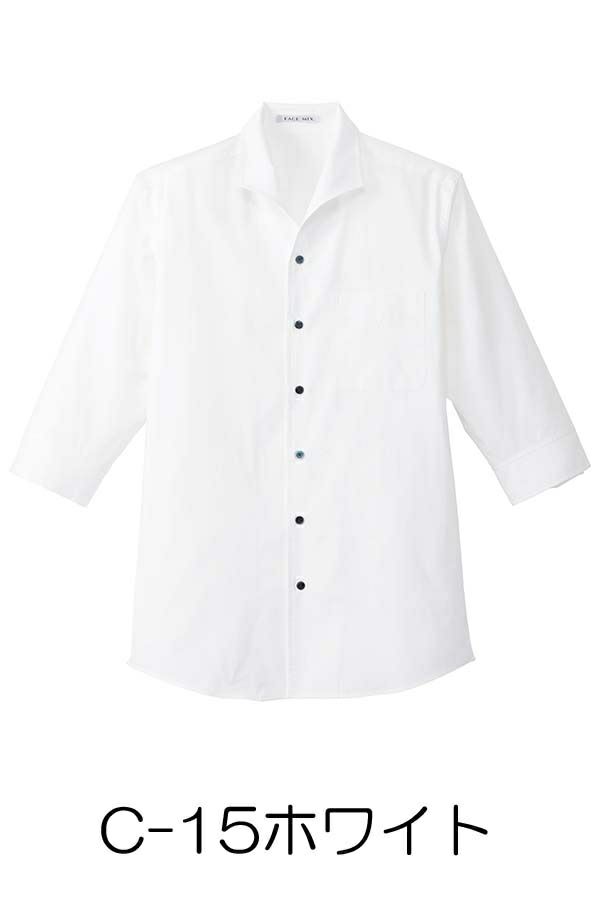 イタリアンカラーシャツ（七分袖）　ホワイト