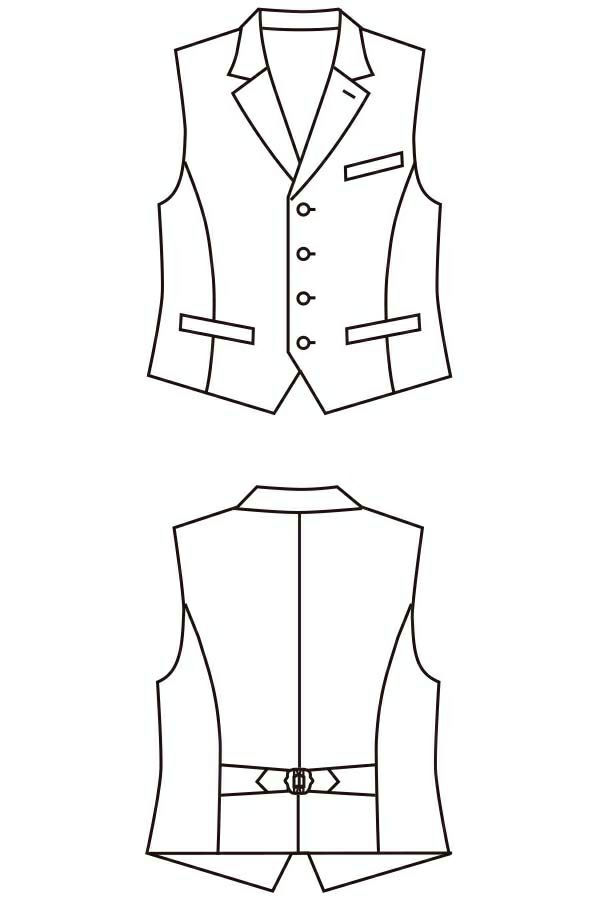 　男性衿付べスト　イラスト