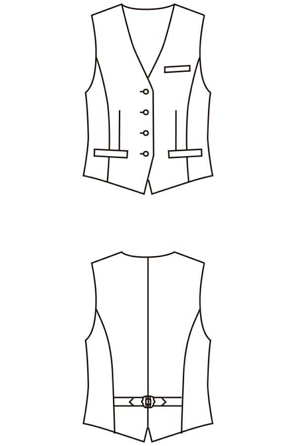 女性べスト　イラスト　フロント　バックスタイル