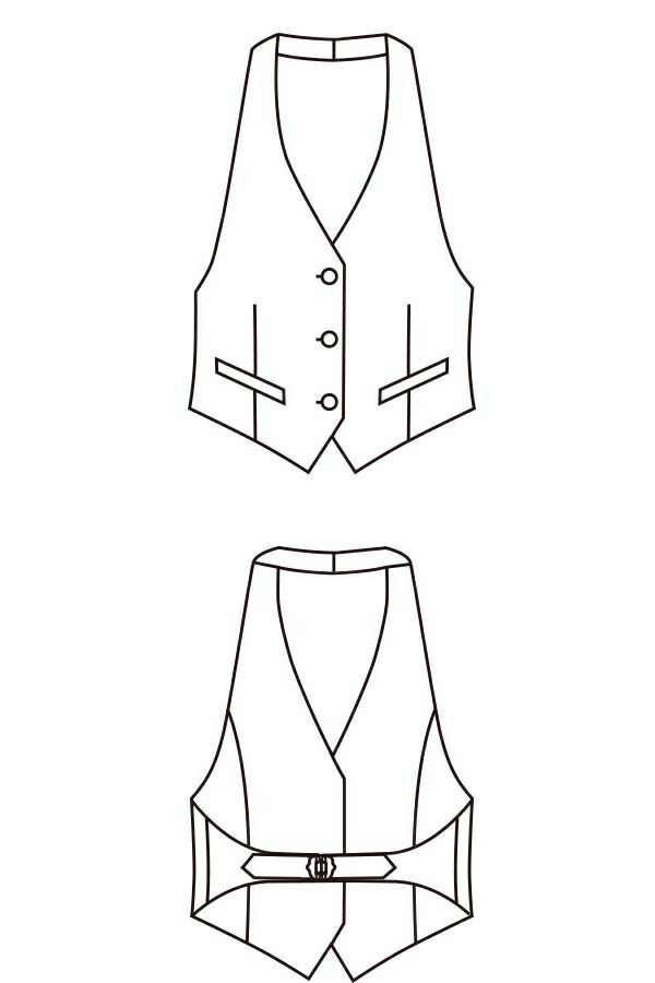 女性カマーべスト　イラスト　フロント　バックスタイル