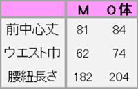 サロンエプロン　サイズ表
