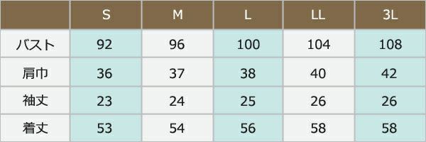 オーバーブラウス　サイズ表