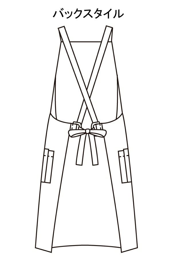 胸当てエプロン耐塩素加工　イラスト　バックスタイル