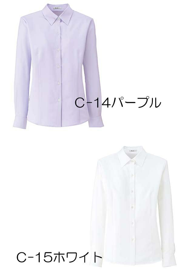 　ブラウス長袖パープル　ホワイト