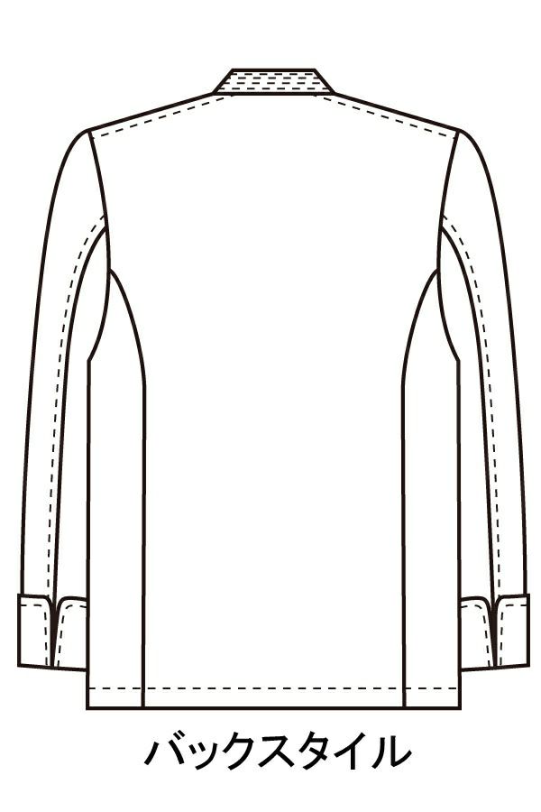 ブラックコックコート長袖　男女兼用　イラスト　バックスタイル