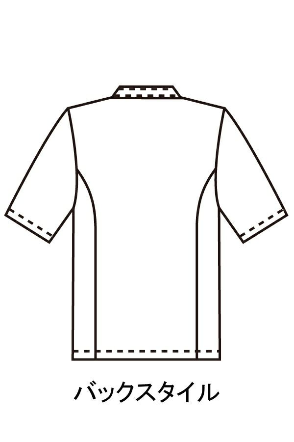 コックコート半袖　イラスト　バックスタイル