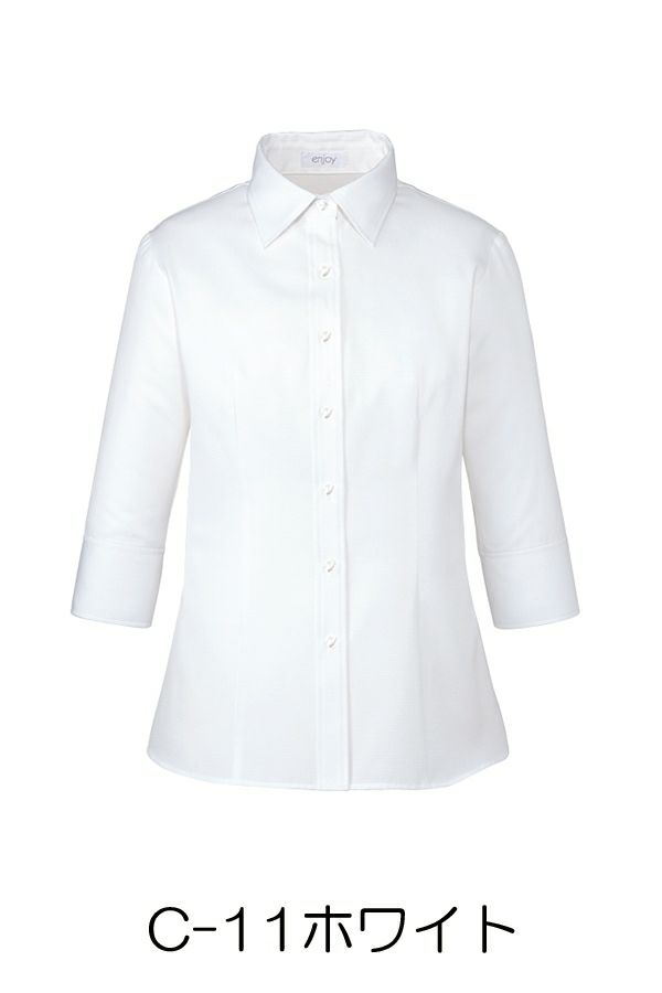 シャツブラウス七分袖　ホワイト