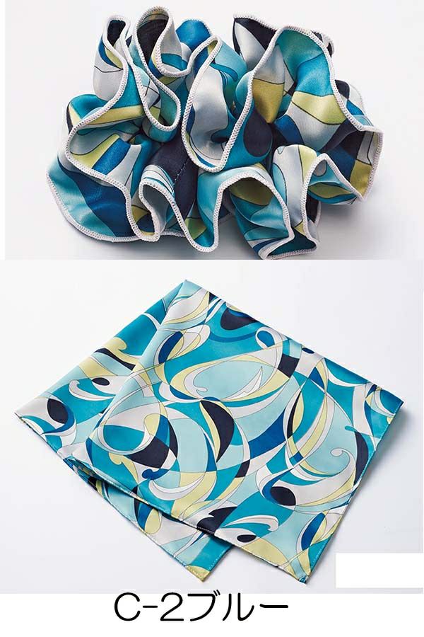 スカーフ＋リングコサージュ　ブルー