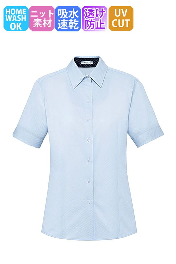 ブラウス　半袖　家庭洗濯　ニット素材　速乾　透け防止　UVカット