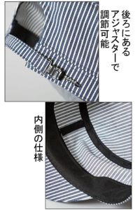 ワークキャップ　アジャスター付　内側ＵＰ