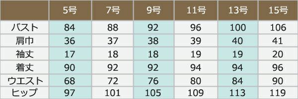 ワンピース　サイズ表