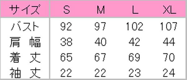 女性シャンブレーシャツ　サイズ表