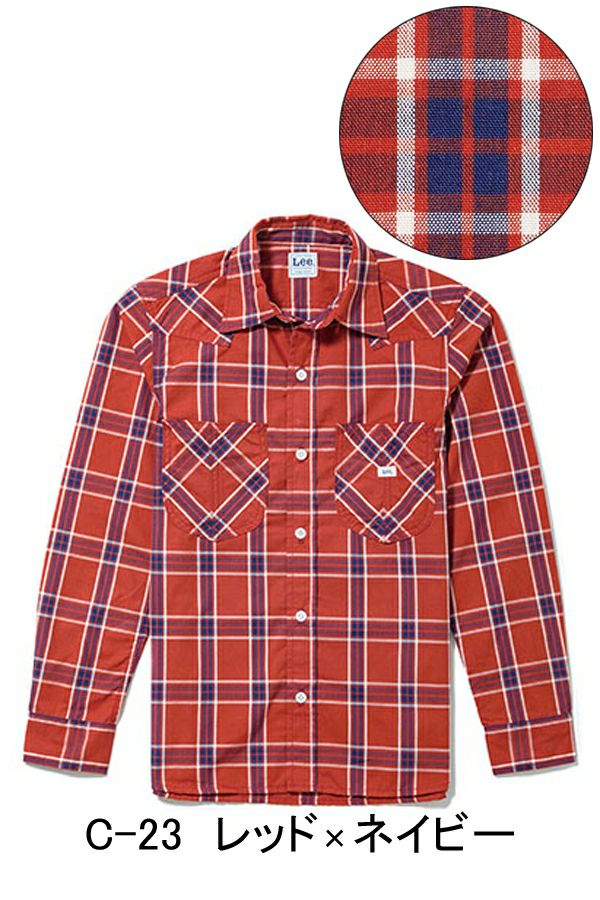 ウエスタンチェックシャツ　レッド×ネイビー