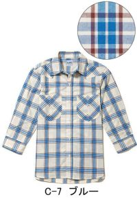Lee　ウエスタンチェックシャツ（七分袖）［男性］　ブルー