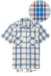 Lee　ウエスタンチェックシャツ（半袖）［男性］　ブルー