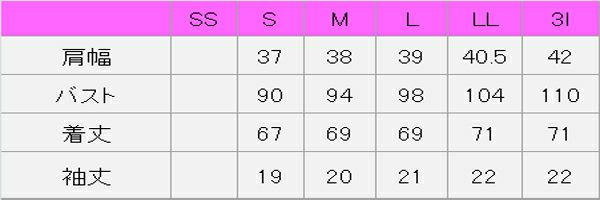 ファスナースクラブ[女性]　サイズ表