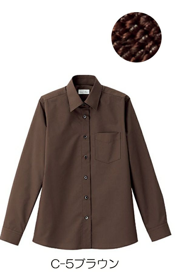 女性レギュラーカラーシャツ　ブラウン