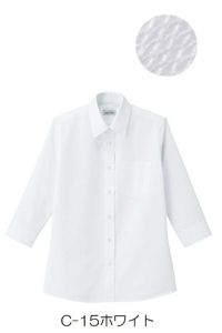 女性レギュラーカラーシャツ（七分袖）　ホワイト