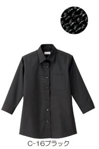 女性レギュラーカラーシャツ（七分袖）　ブラック