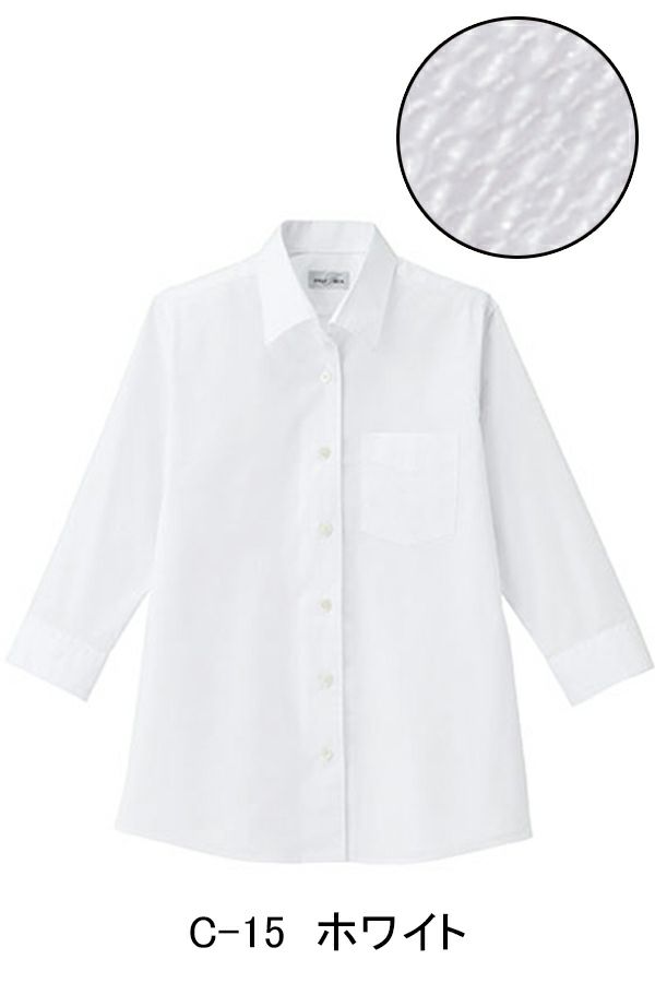 開襟ブラウス［女性］　ホワイト