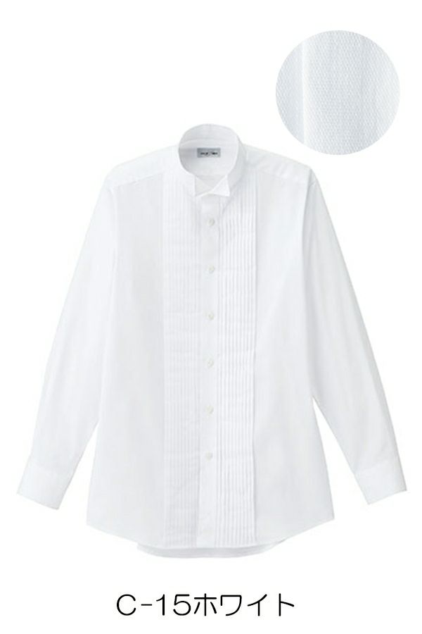 男性ピンタックシャツ　ホワイト