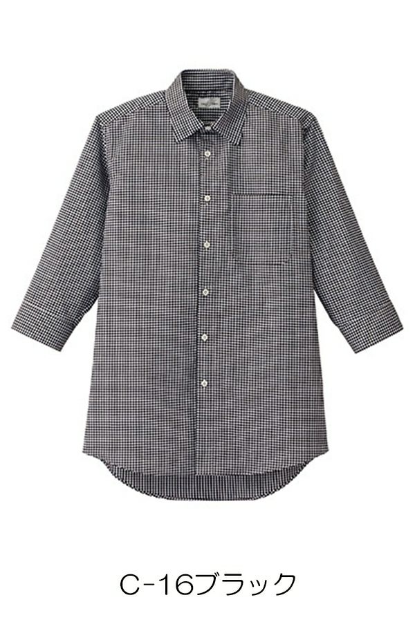 男性セミワイドカラーシャツ　ブラック