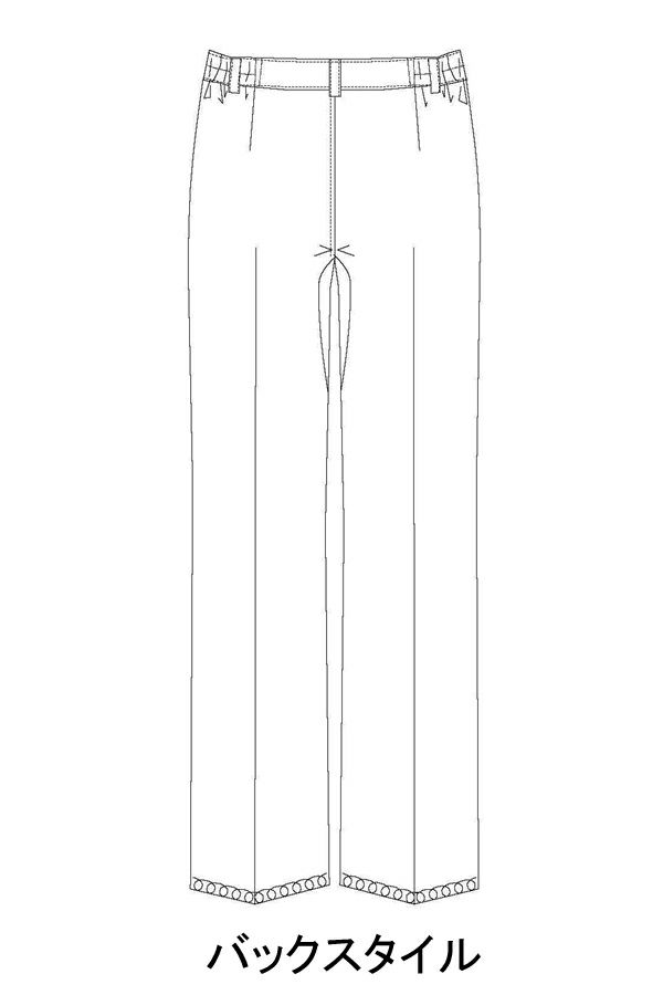 女性ノータックパンツ　イラスト　バックスタイル