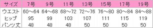 ラップキュロット　サイズ表