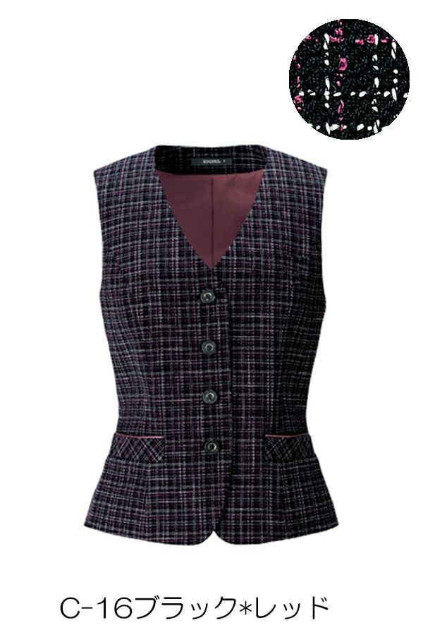 ベスト（ツイード）　Ｃ-33ブラック×レッド
