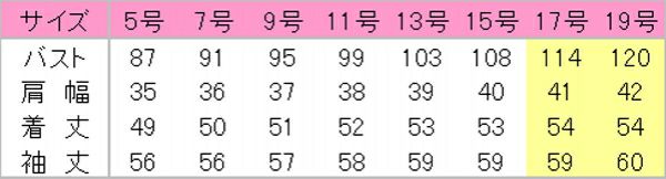 サイズ表　長袖オーバーブラウス（ツイードチェック）　ツイードチドリニット