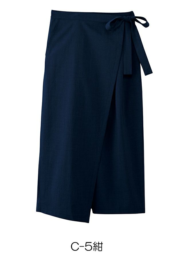 女性エプロン風和風パンツ　紺