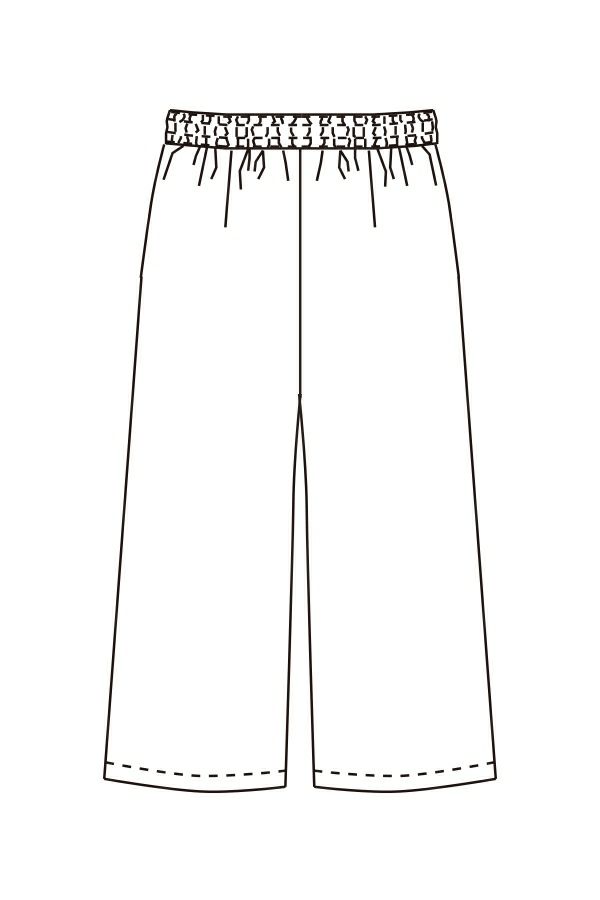 女性エプロン風和風パンツ　イラスト
