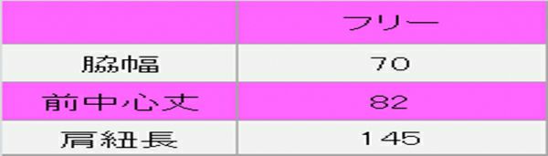 退色防止胸当てエプロン　サイズ表