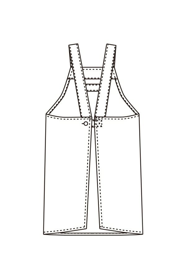 デニム胸付エプロン　イラスト