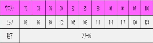 男性ワンタックスラックス　サイズ表